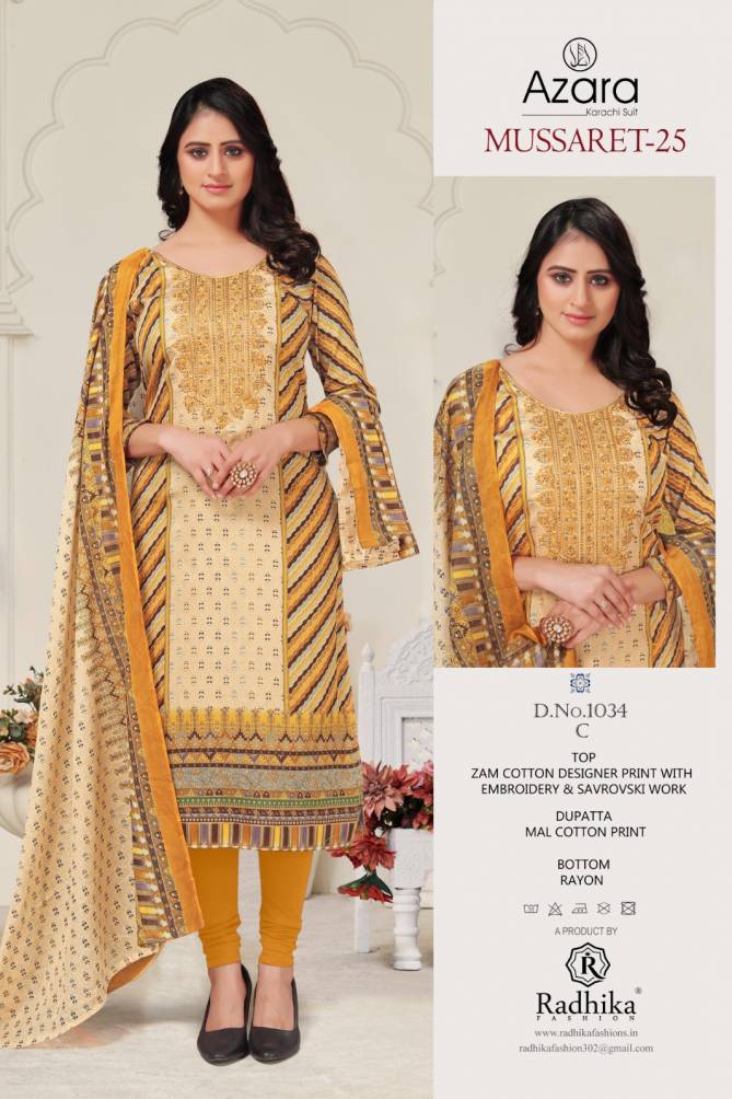 Mussaret Vol 25 By Radhika Azara Jam Cotton Dress Material Wholesale Shop In Surat
